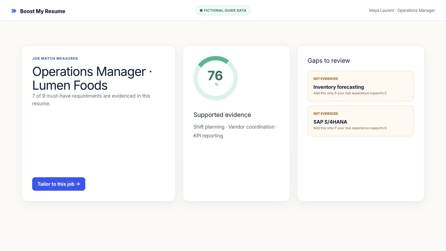 Optional job comparison for the same Operations Manager posting