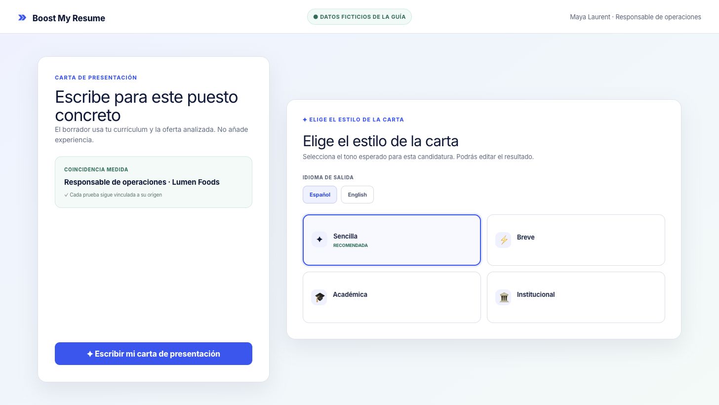 Contexto de idioma y tono para una carta de presentación dirigida a Lumen Foods