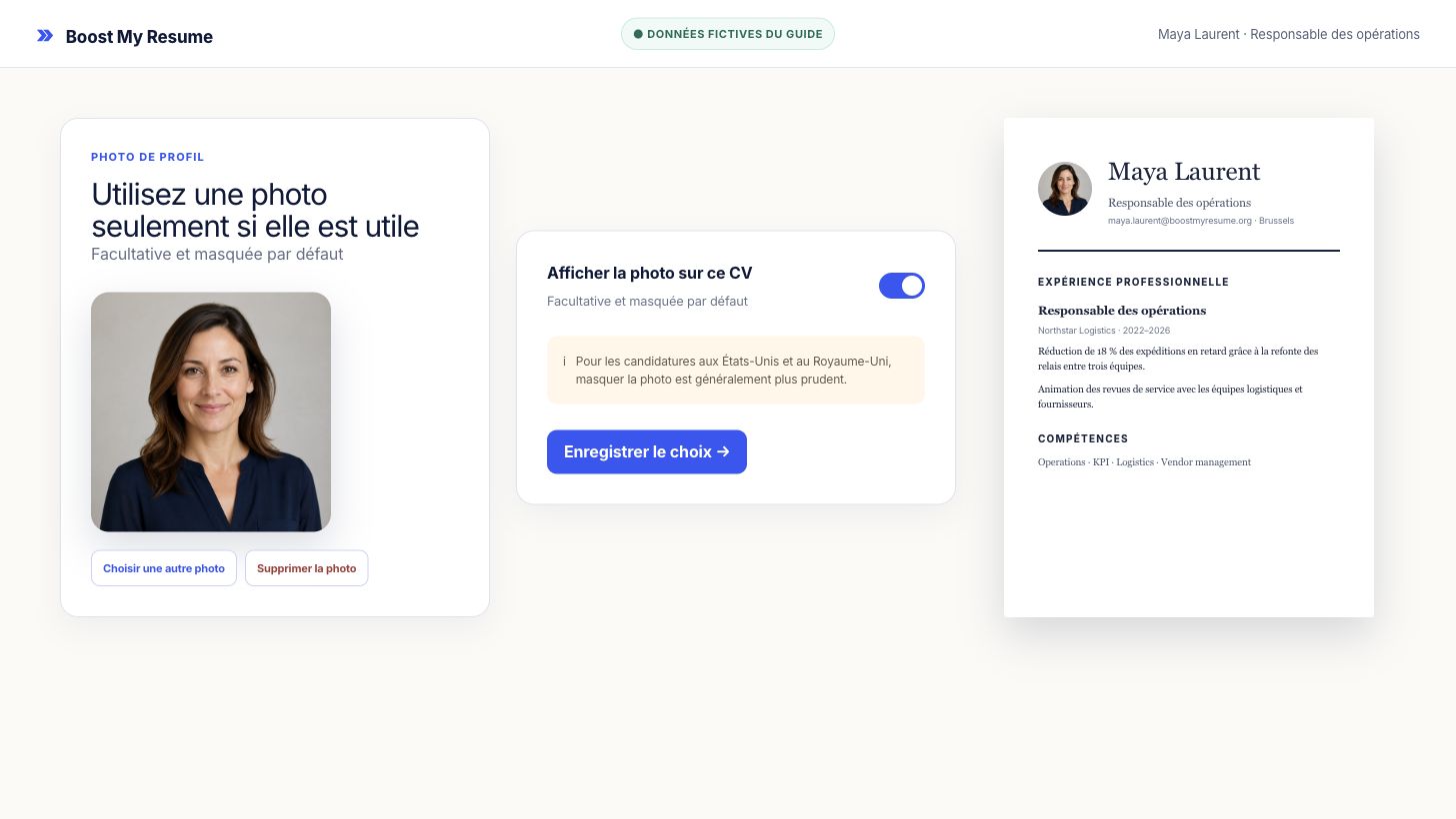 Réglage de photo dans l’éditeur avec portrait professionnel fictif et option de masquage