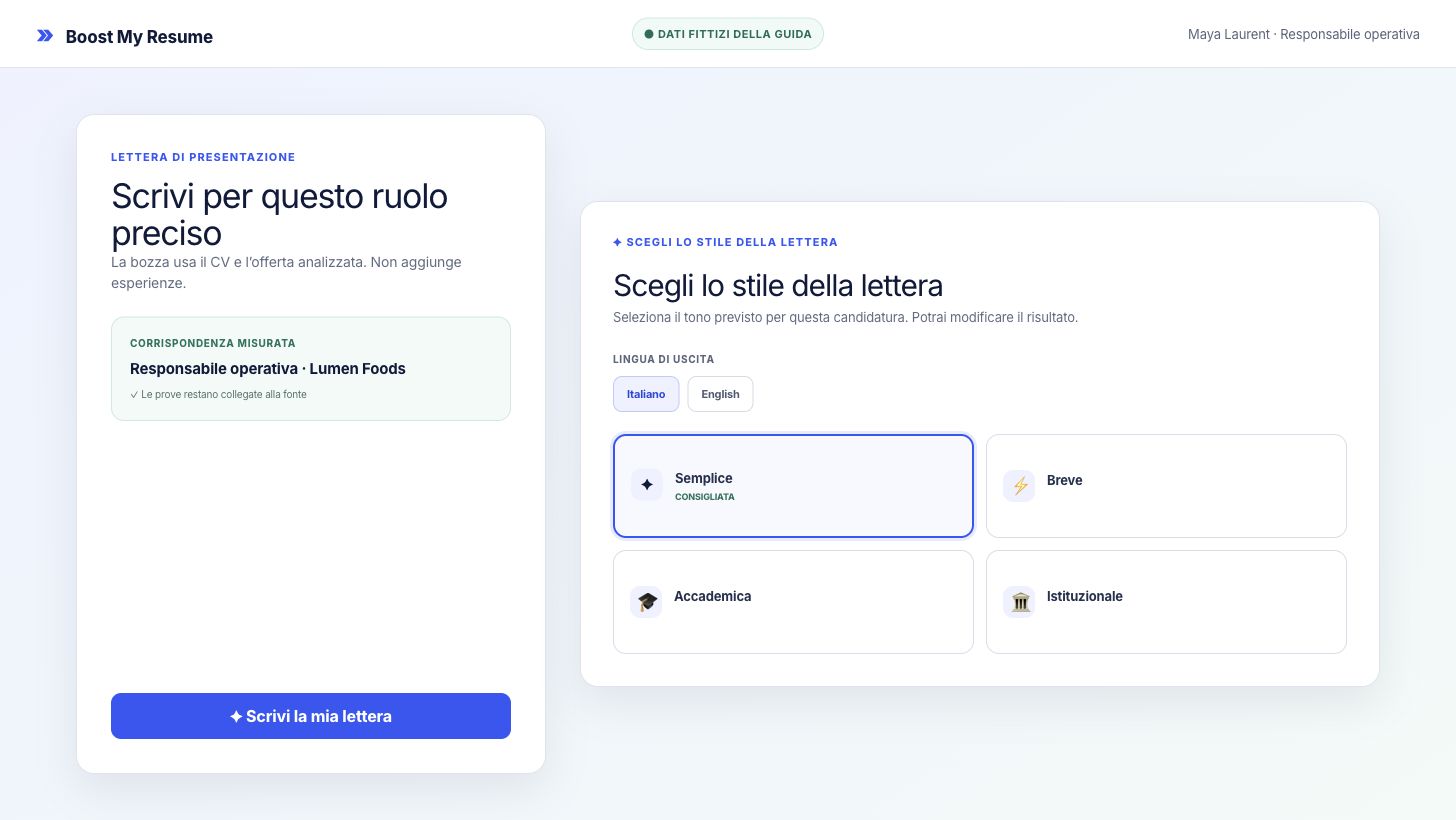 Contesto di lingua e tono per una lettera di presentazione rivolta a Lumen Foods