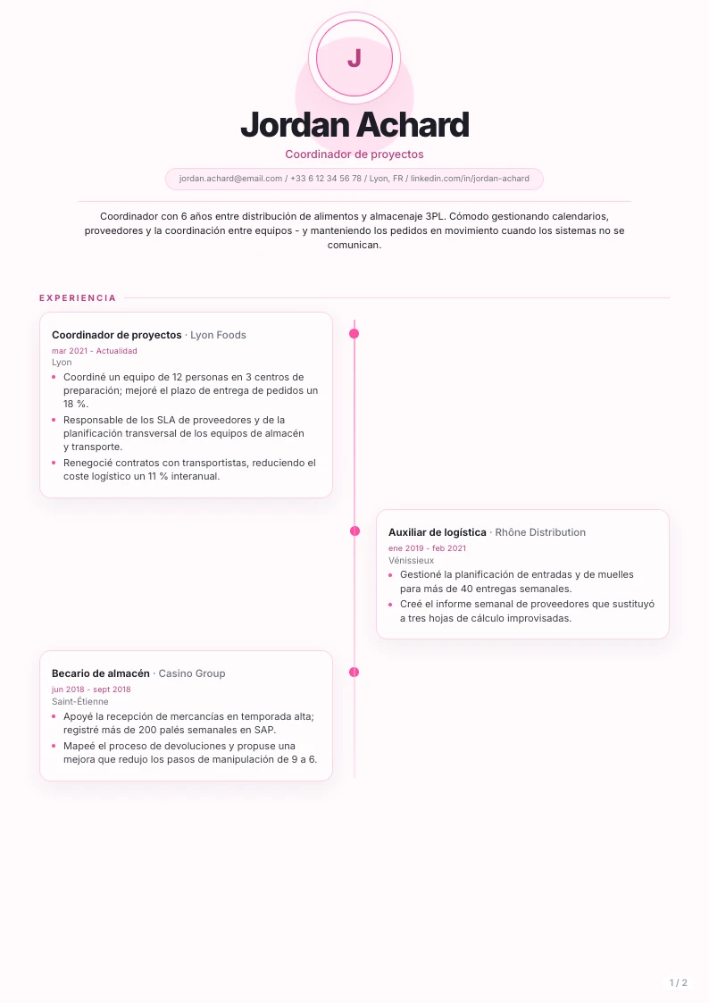 Plantilla de CV Alnair - primera página