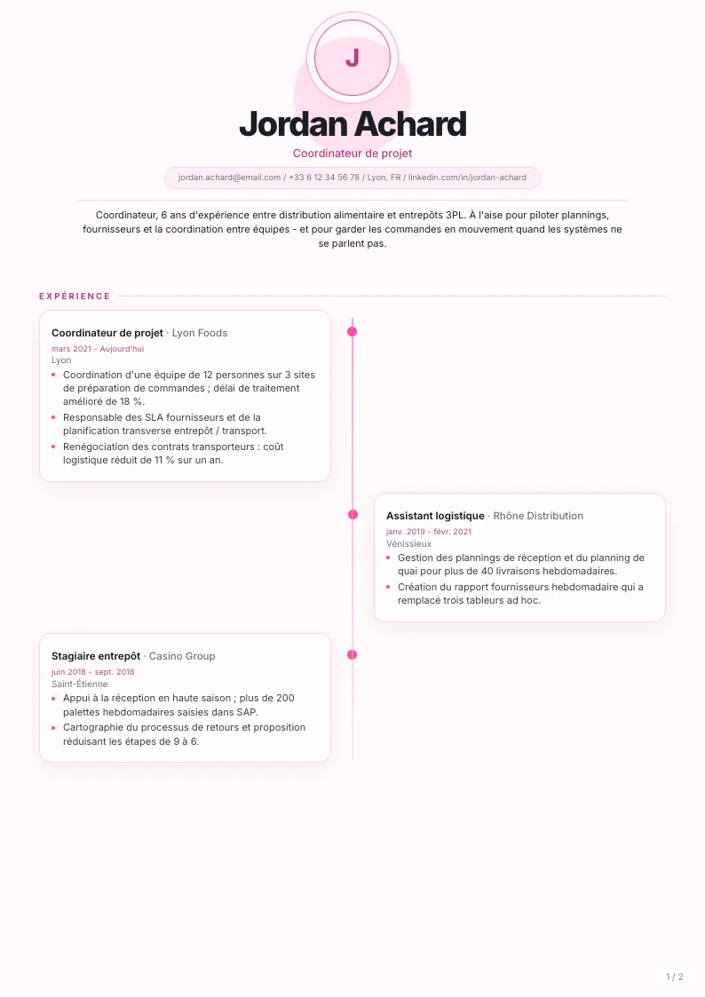 Modèle de CV Alnair - première page