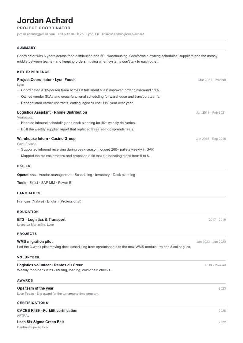 Ardent resume template - first page