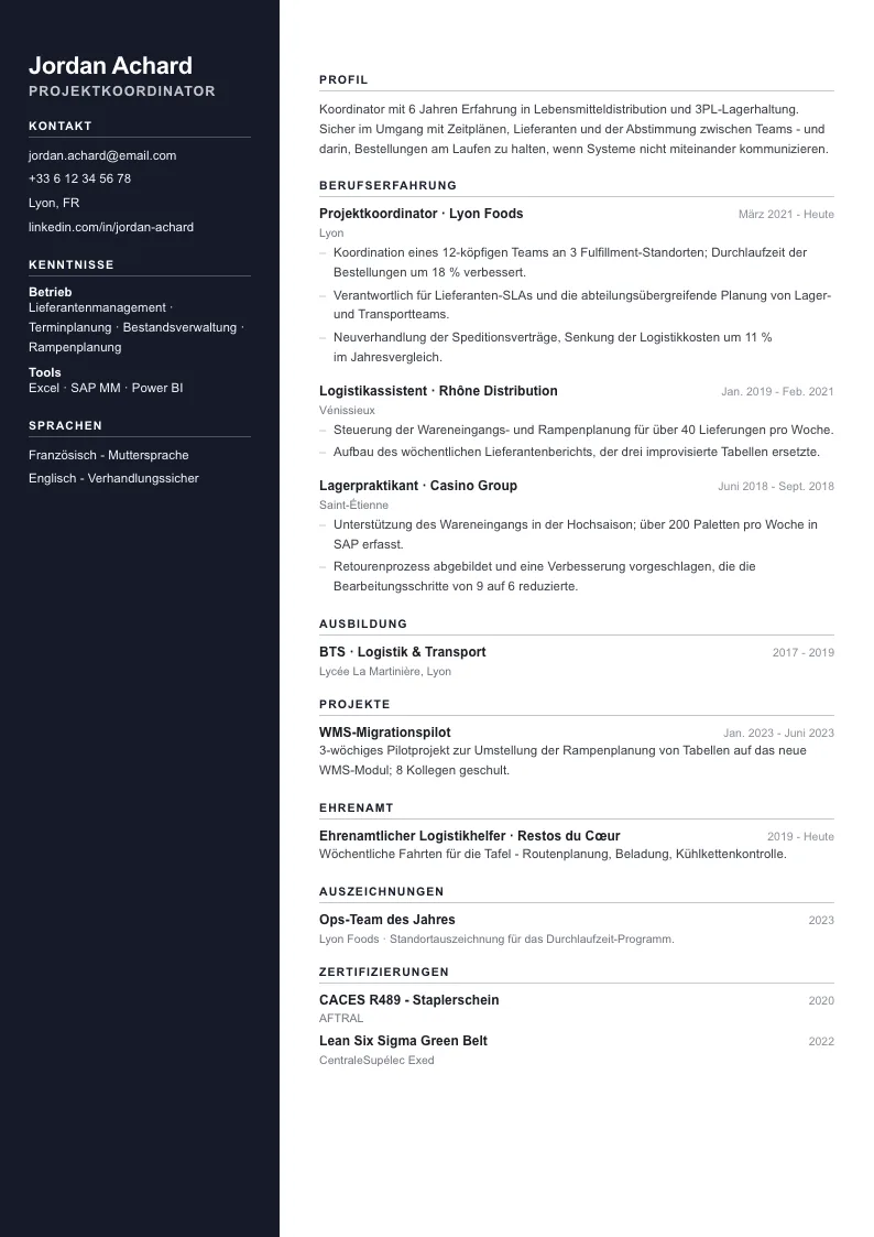 Basalt Lebenslauf-Vorlage - erste Seite