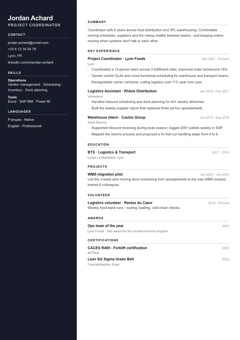 Basalt resume template - first page