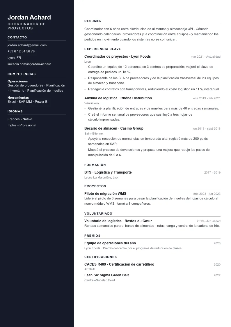 Plantilla de CV Basalt - primera página