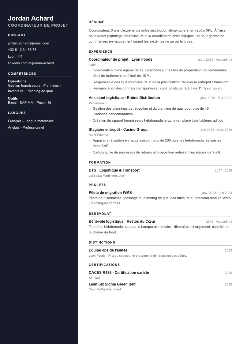Modèle de CV Basalt - première page