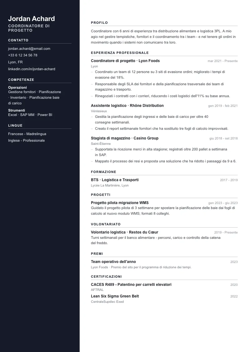 Modello di CV Basalt - prima pagina