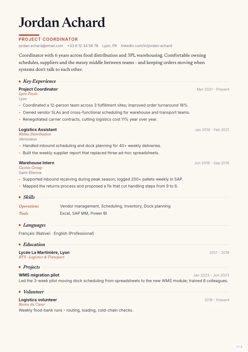 Creative resume template - first page