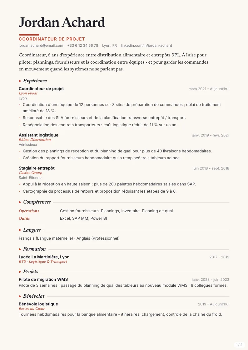 Modèle de CV Creative - première page