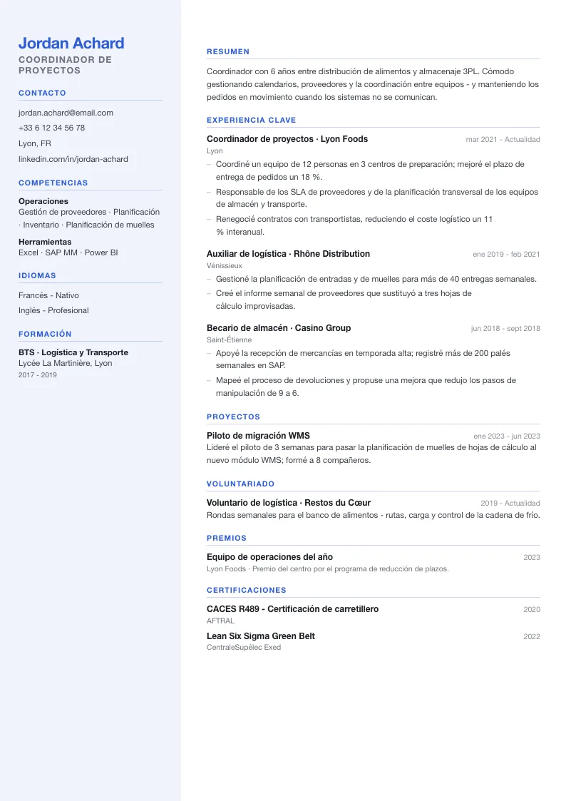 Plantilla de CV Graduate - primera página