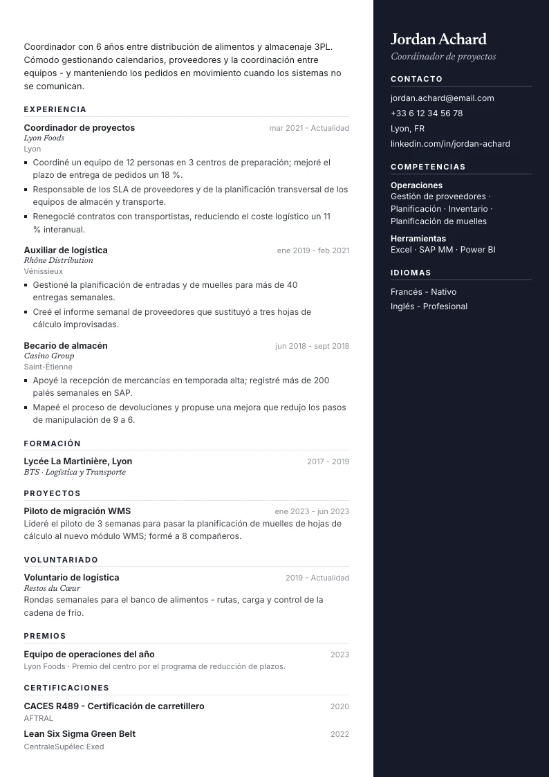 Plantilla de CV Monaco - primera página