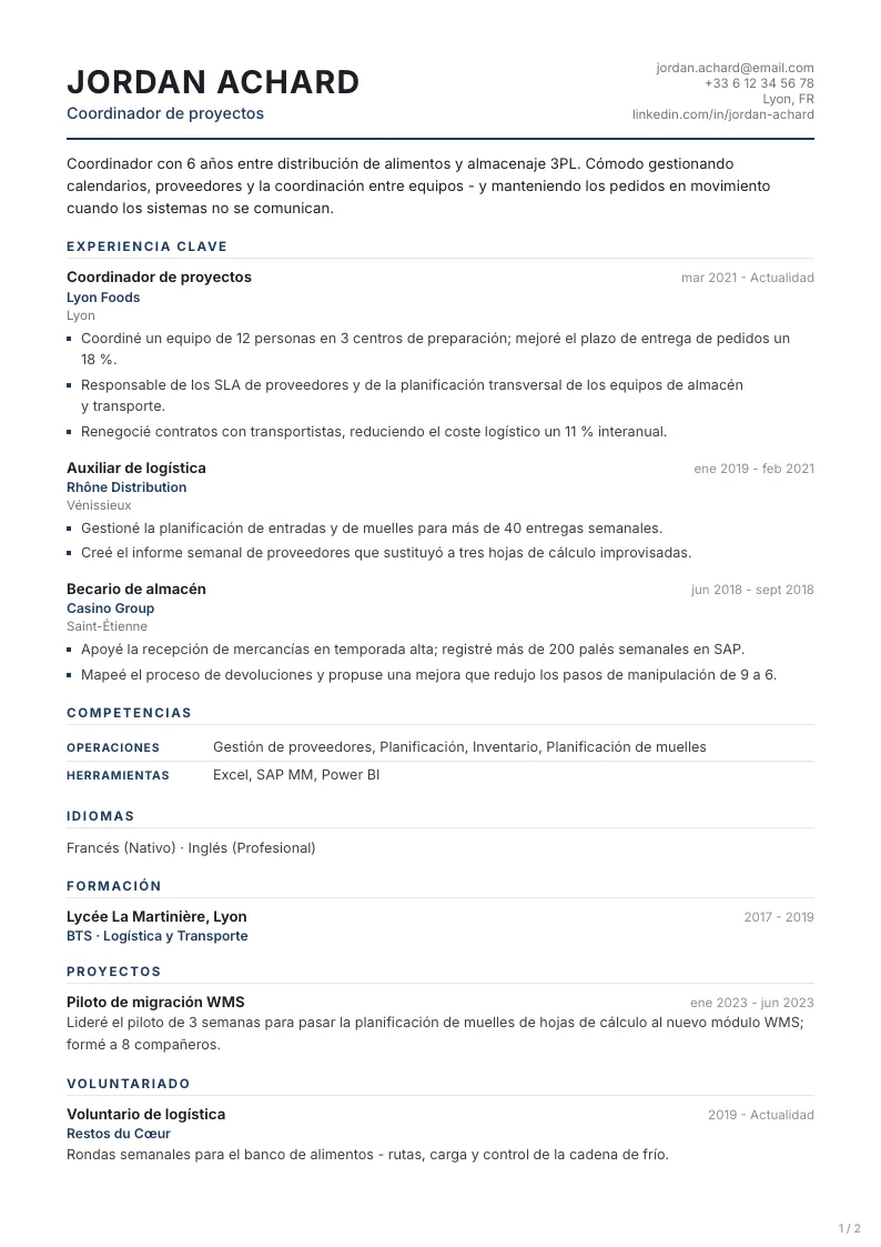 Plantilla de CV Professional - primera página