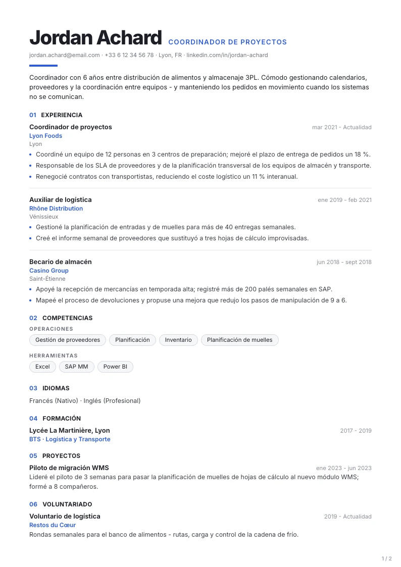 Plantilla de CV Signal - primera página