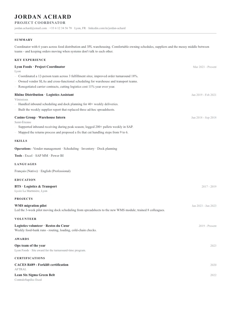 Sterling resume template - first page